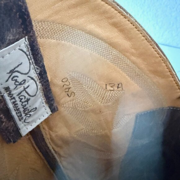 Rod Patrick Mens Cowboy Boots Cognac Brown Leather Western Square Toe Size 13A - Picture 10 of 12